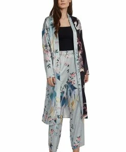 Liquorish Wide Leg Trousers in Bird Print Co-Ord - Multicolour