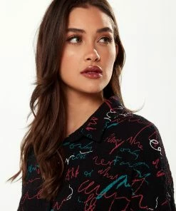 Liquorish Shirt with Multicolour Signature Pattern in Black -Liquorish Sales Store cf9bb431e8954ea292990a64777123ba