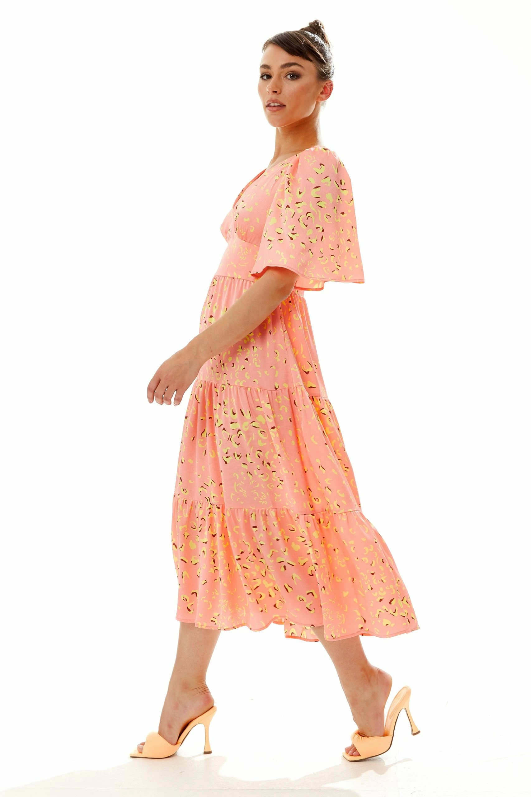 Liquorish Midi Abstract Animal Print Dress in Peach 5 Liquorish Midi Abstract Animal Print Dress in Peach - Image 3