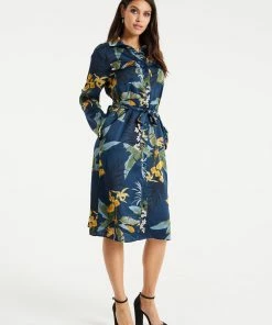 Liquorish Floral Print Shirt Dress in Navy -Liquorish Sales Store d3fdd9f9d8564dc4b56007d8b435248f scaled