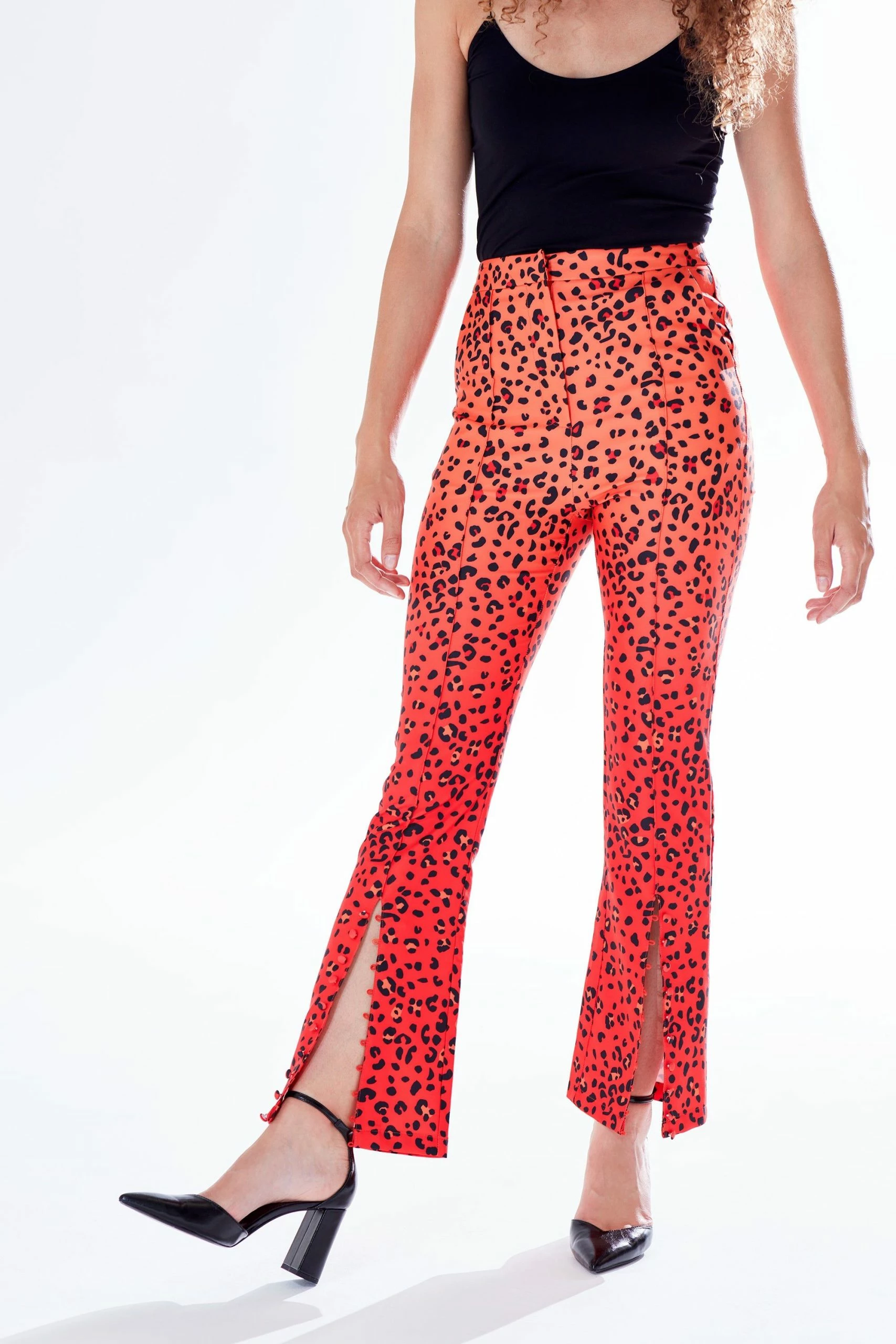 Liquorish Leopard Print Ombre Suit Trousers in Red, Orange and Black 6 Liquorish Leopard Print Ombre Suit Trousers in Red, Orange and Black - Image 4