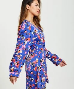 Liquorish Multicolour Abstract Dot Print Mini Wrap Dress - Blue -Liquorish Sales Store d6da2be5a8d242209757e7e4daf46f1d scaled