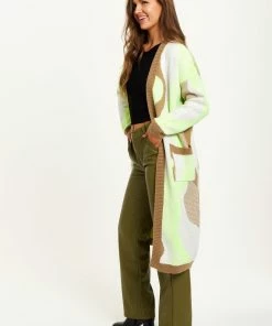 Liquorish Longline Cardigan in Brown, Green and White - Multicolour -Liquorish Sales Store d90dc085cec94d86971b397851a443ab scaled