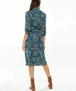 Liquorish Scribble Print Midi Shirt Dress in Green -Liquorish Sales Store d982d7bb4b614fdb8c67a08067a90f02
