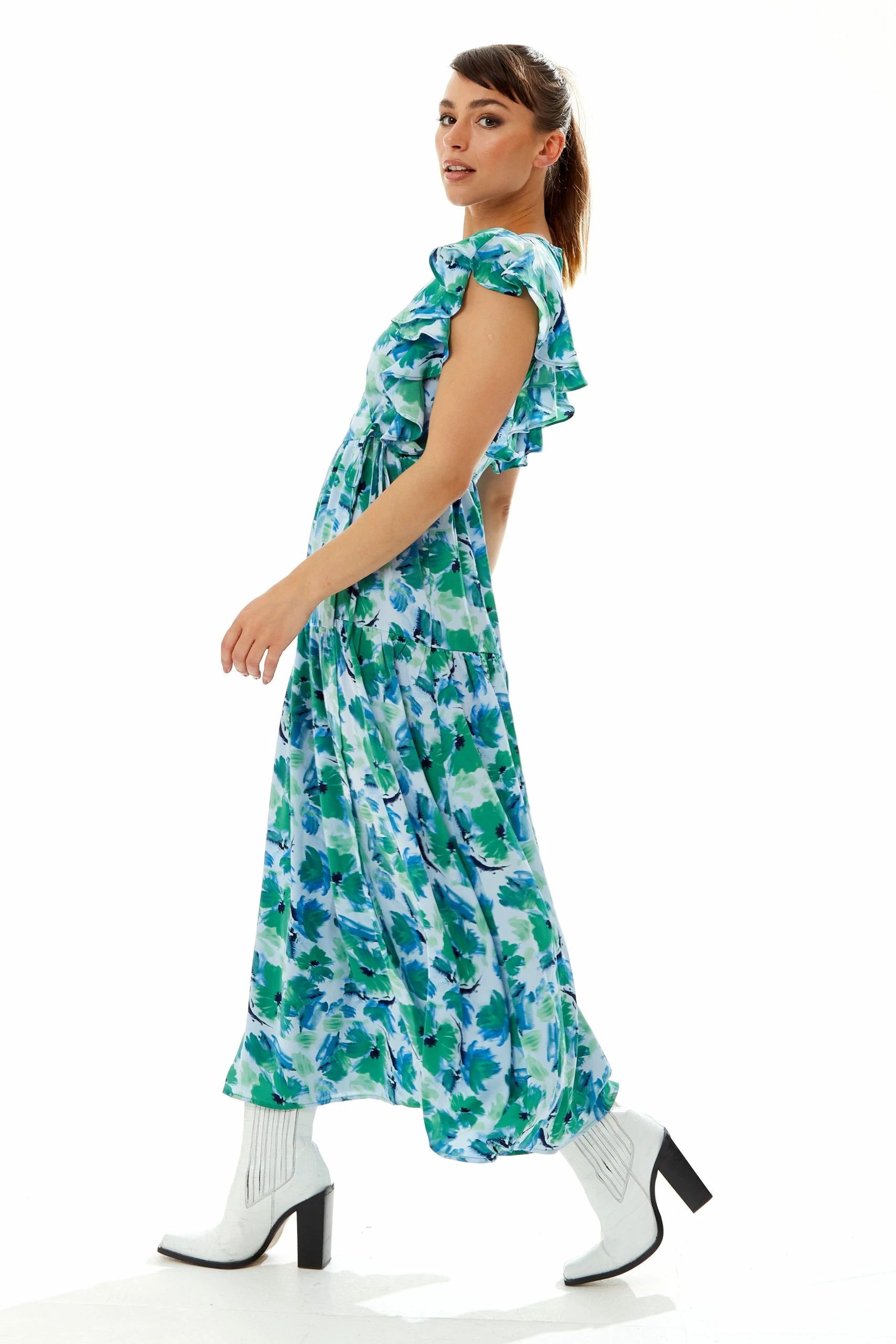 Liquorish Floral Maxi Wrap Dress in Green and Blue 5 Liquorish Floral Maxi Wrap Dress in Green and Blue - Image 3