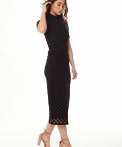 Liquorish Midi Dress with High Neck, Short Sleeves and Open Back Detail in Black 9 Liquorish Midi Dress with High Neck, Short Sleeves and Open Back Detail in Black -Liquorish Sales Store df9091190e7047f88b3dc90745074ca6