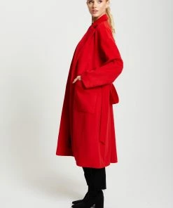Liquorish Belted Longline Coat in Red -Liquorish Sales Store e70b771c94524cd5b5677a204b3a48cb scaled