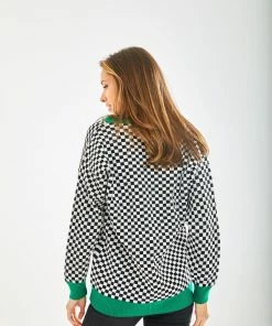 Liquorish Chequered Cardigan in Black and White and Green - Multicolour -Liquorish Sales Store ec04ae588f214dc79bb0c9cc1c4cbe0b