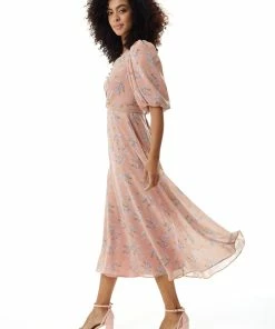 Liquorish Floral Midi Dress with Tie Waist in Pink -Liquorish Sales Store ee2be3b052444bb39614e27b5cc411c0 scaled