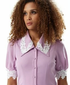 Liquorish Fitted Mini Dress with Lace Details on Collar and Sleeves in Lilac -Liquorish Sales Store ef4c528197a54237a0a6086f53ee49fe scaled