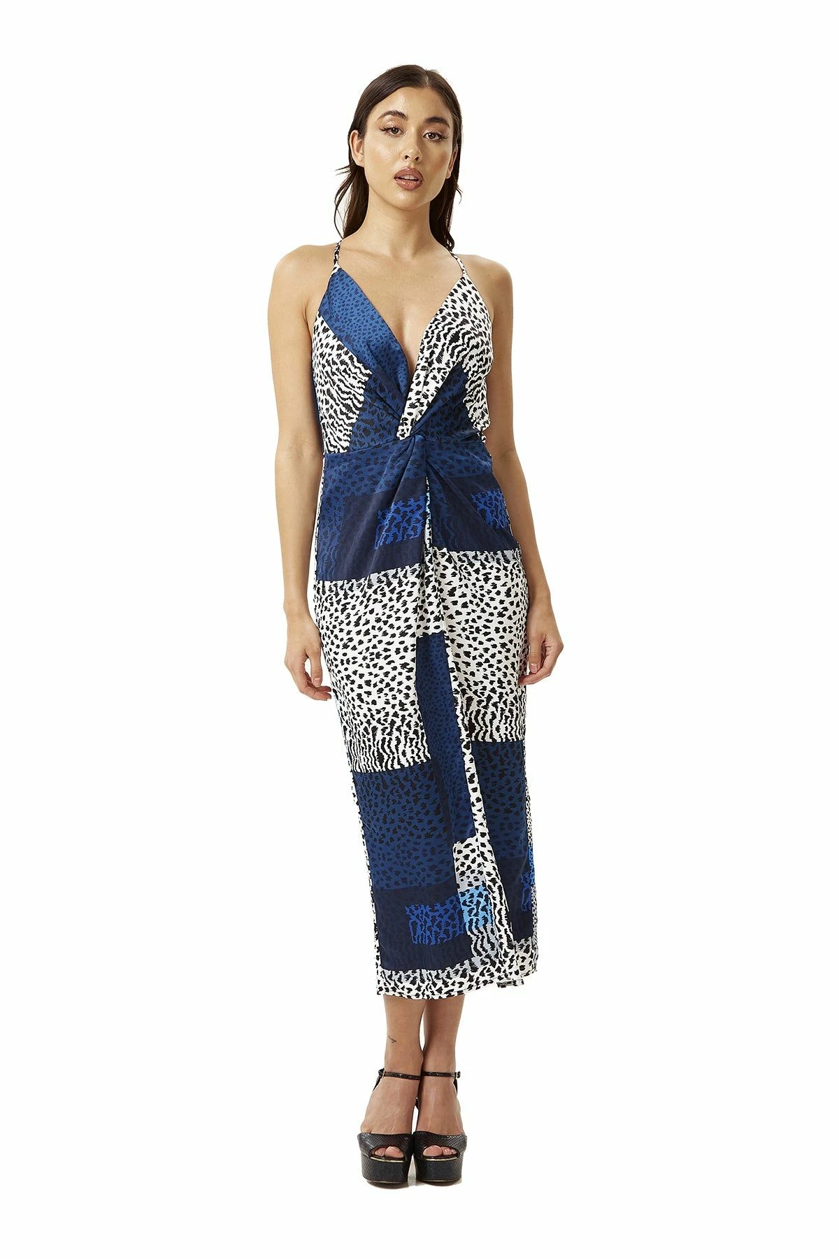 Liquorish Cami Midi Dress in Blue Square Animal Print 3 Liquorish Cami Midi Dress in Blue Square Animal Print