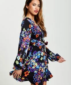 Liquorish Speckle Floral Print Mini Wrap Dress - Multicolour -Liquorish Sales Store f269e780a0e24c17abf9fc1824dbec47 scaled