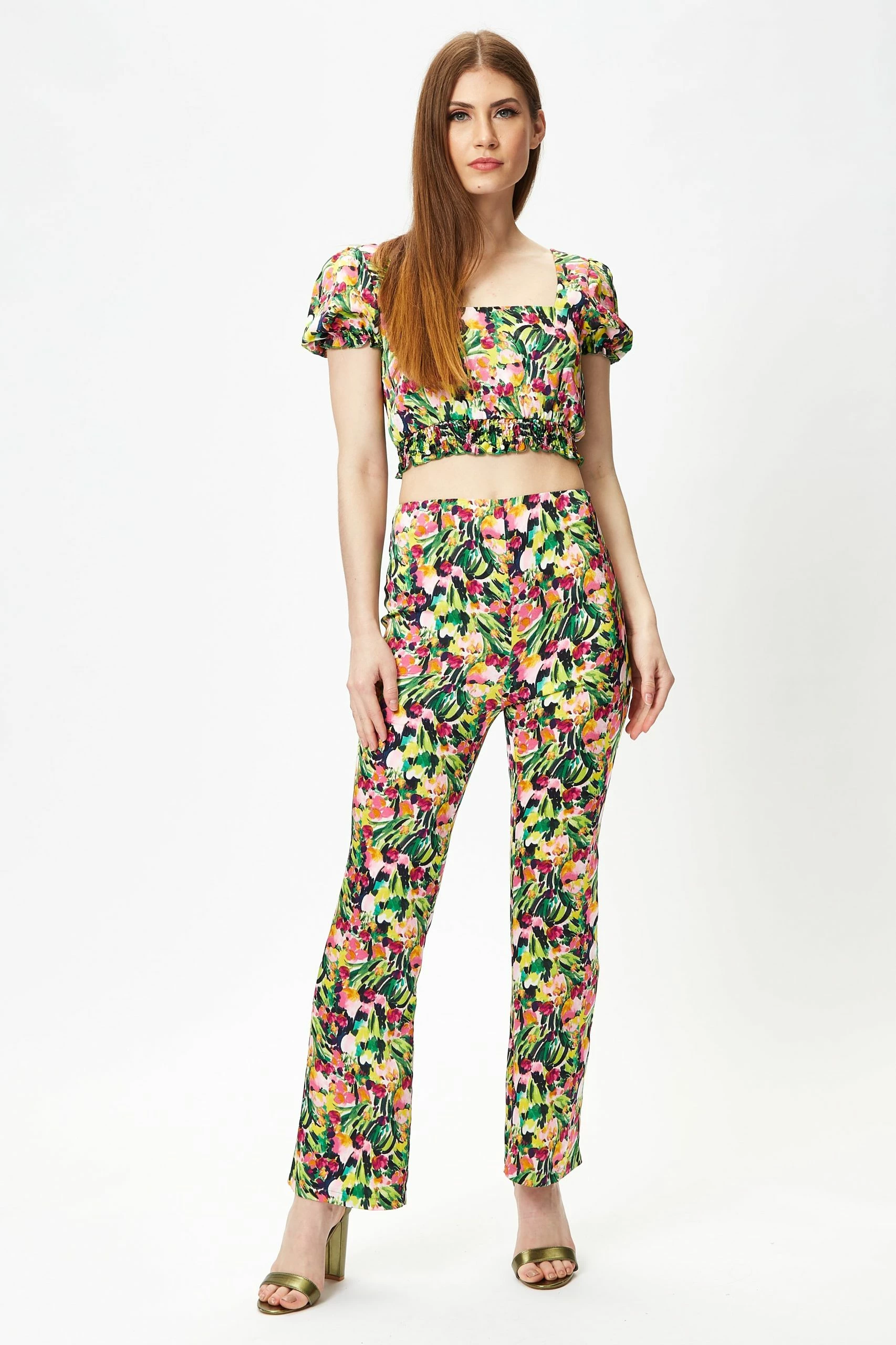 Liquorish Multicolour Floral Crop Top with Elasticated Waist 5 Liquorish Multicolour Floral Crop Top with Elasticated Waist - Image 3