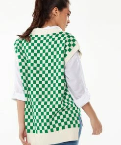 Liquorish Chequered Knitted Vest in Green and Cream 9 Liquorish Chequered Knitted Vest in Green and Cream -Liquorish Sales Store f4210d0a4a754bdfb2a875c1b362655c