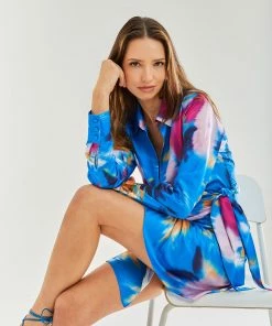 Liquorish Blue Floral Satin Mini Wrap Dress 11 Liquorish Blue Floral Satin Mini Wrap Dress -Liquorish Sales Store f705bdb2c4514eedbc2ce726b5dd63f6