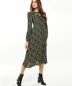 Liquorish Black Floral Print Midi Dress with Lurex and Neck Detail - Multicolour -Liquorish Sales Store f8ba491ddf6044429ea2656ed43fdd69 scaled