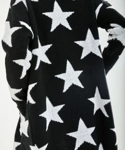 Liquorish Star Pattern Long Cardigan in Black - Black/White -Liquorish Sales Store f8ef630c37fa47a3a97ecc3226af79e7
