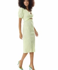 Liquorish Gingham Cut out front Midi Dress in Green and White -Liquorish Sales Store fb87a583c9bd43d7a58ee86a7e28dafd scaled