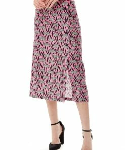 Liquorish Mixed Animal Print Midi Skirt in Purple