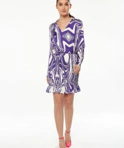 Liquorish Marble Print Dress in Purple