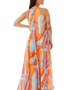 Liquorish Maxi Abstract Print Dress With a High Neck in Orange -Liquorish Sales Store fe1777b8eb924d12bd84898a144515b5 scaled